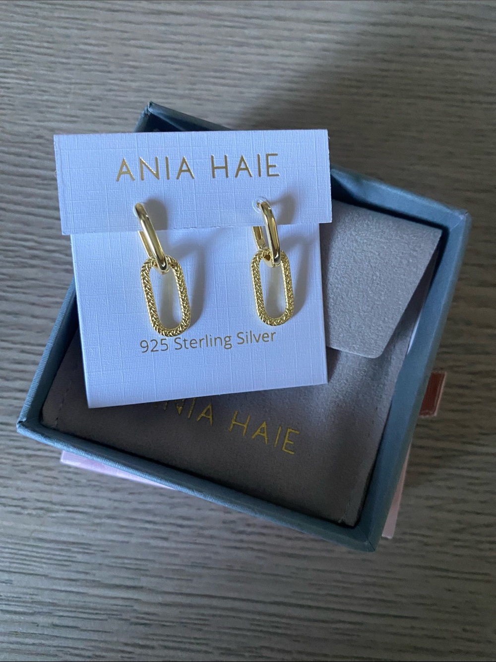 Ania Haie Gold Textured Link Drop Earrings 925 Sterling Silver